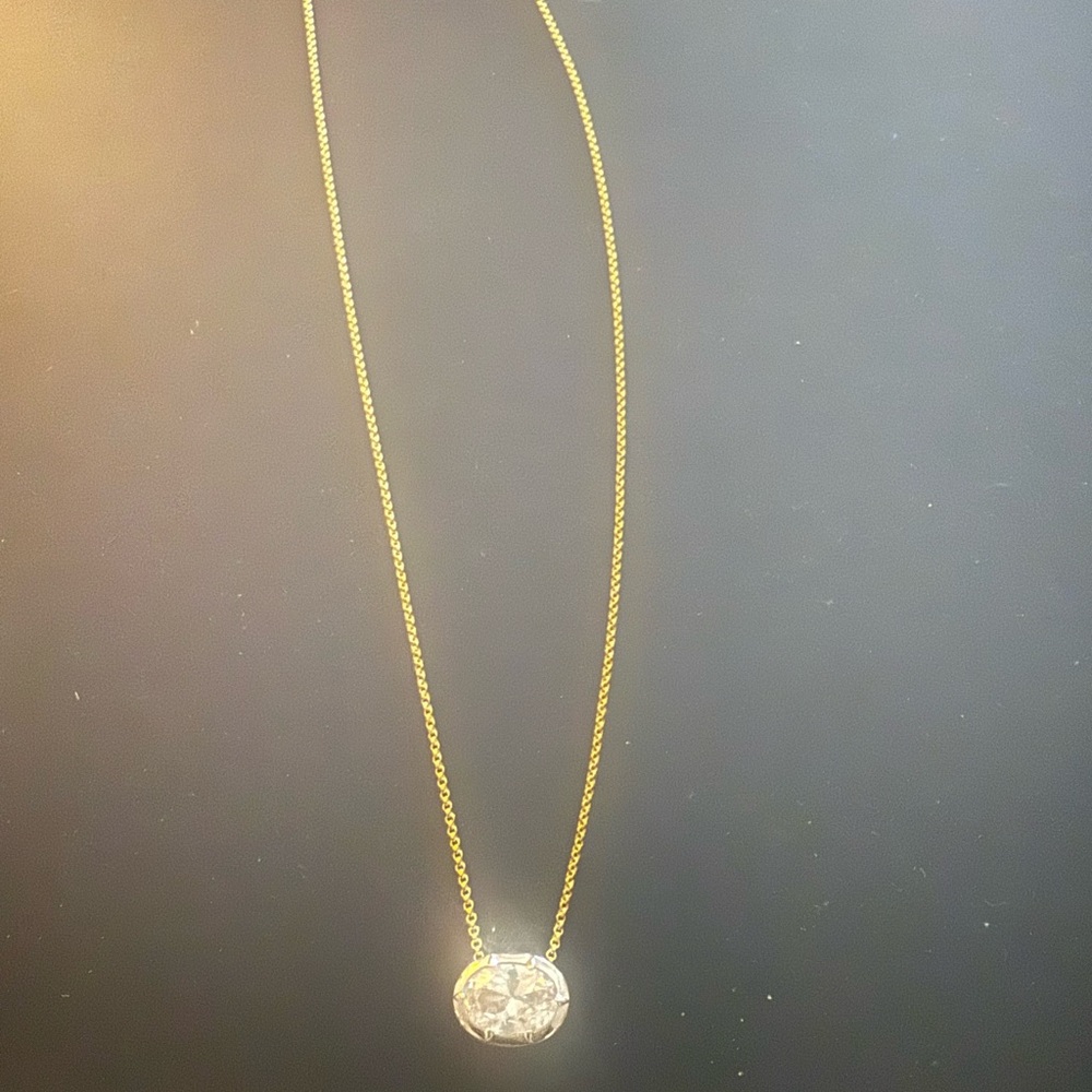 Elegant 18k plated and 925 Necklace with created lab white sapphire Pendant - Picture 2 of 6